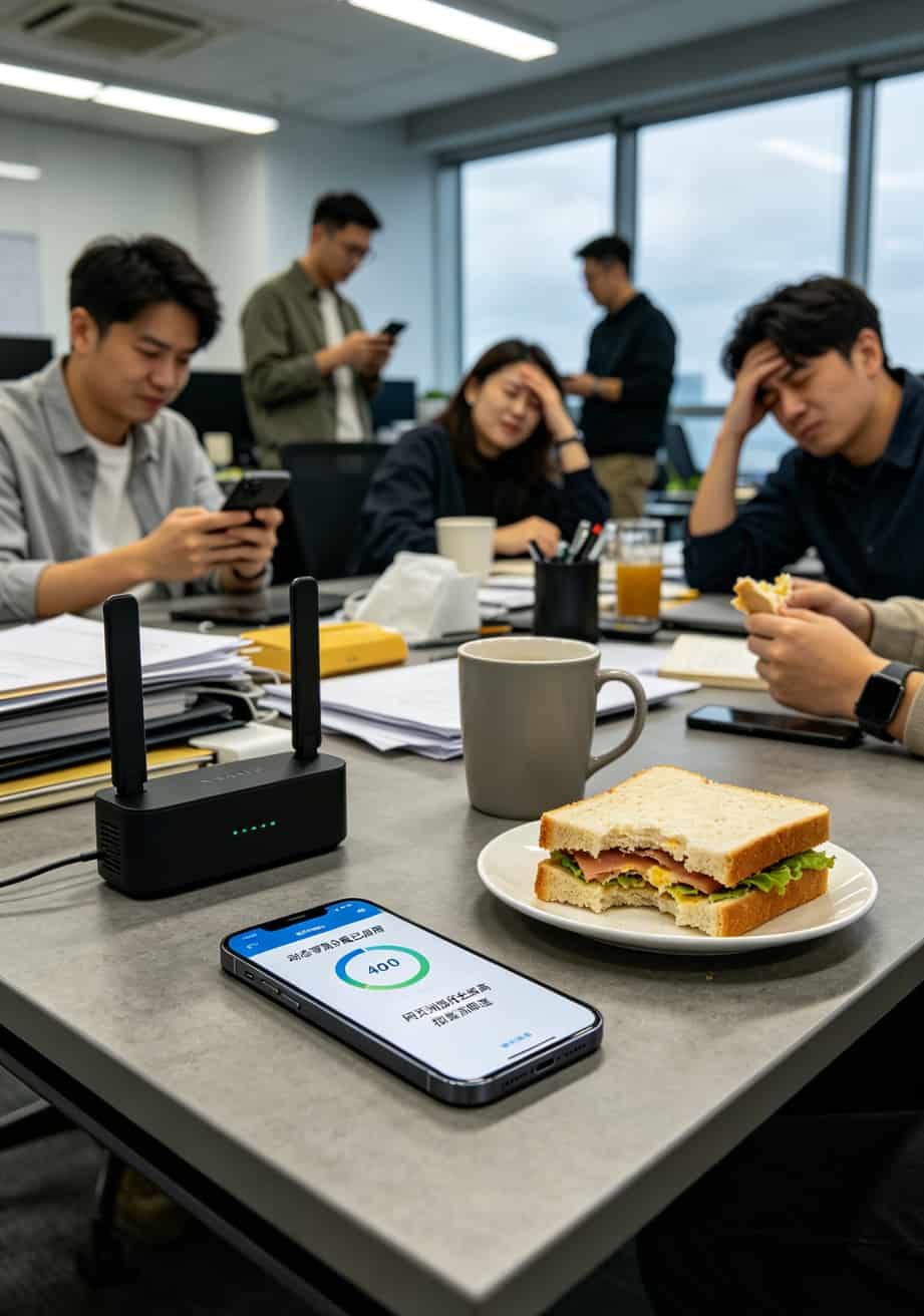 为办一张不限速流量卡申请,我蹲了三天营业厅,差点跟客服吵起来 佰硕随身WiFi在10台设备连接时后台显示的动态带宽分配界面