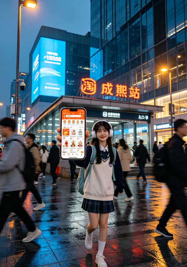 成都春熙路地铁站出口，行人穿梭