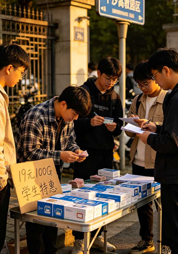 60g的流量卡多少钱?别猜了,正常价就这数,再低准有坑 杭州下沙大学城手机地摊的实拍