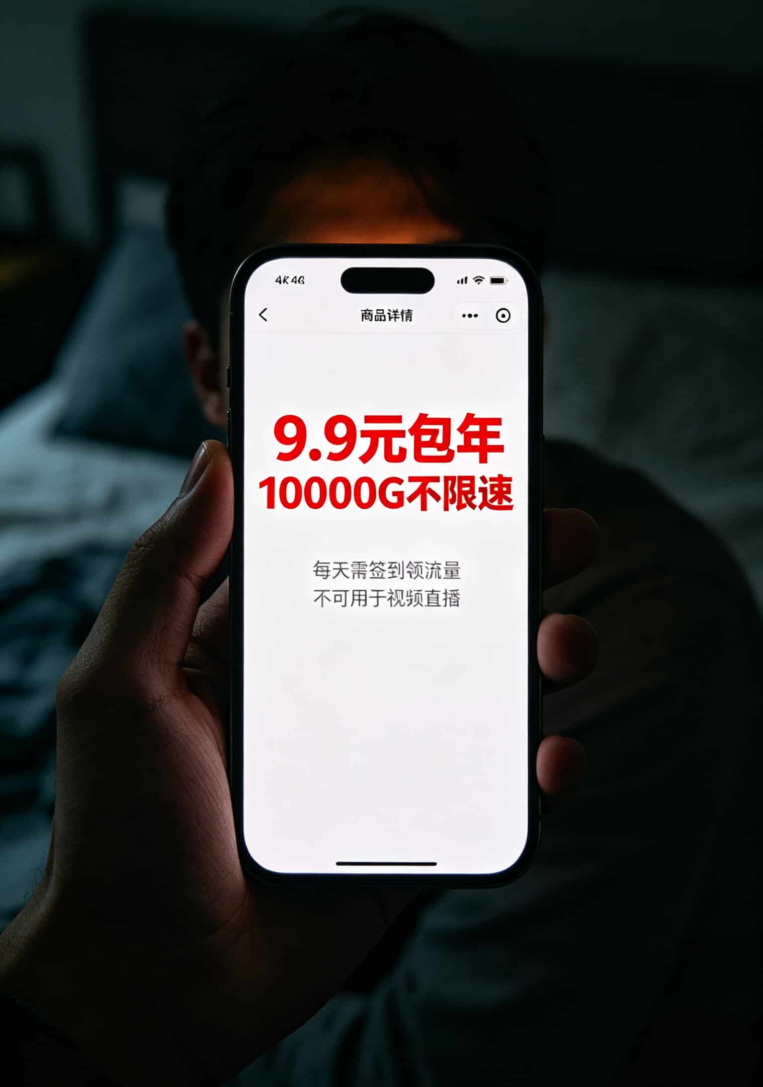 4g流量卡 全国通用,我花2000块踩出来的坑,你最好别踩 某商家宣传页的截图,9.9元包年,用红色大字标出