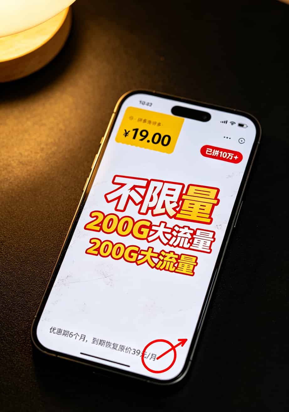 流量卡别瞎买!我测了20张5g纯流量全国通用流量卡,只有这3张没坑 拼多多上流量卡商品页的灰色小字条款截图