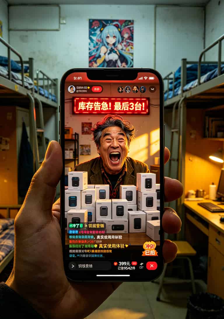 打游戏460ms烦不烦?实测两个月,这种“wifi不卡流量卡”真能救你 小陈发的直播间截图,主播正在喊“最后三台”