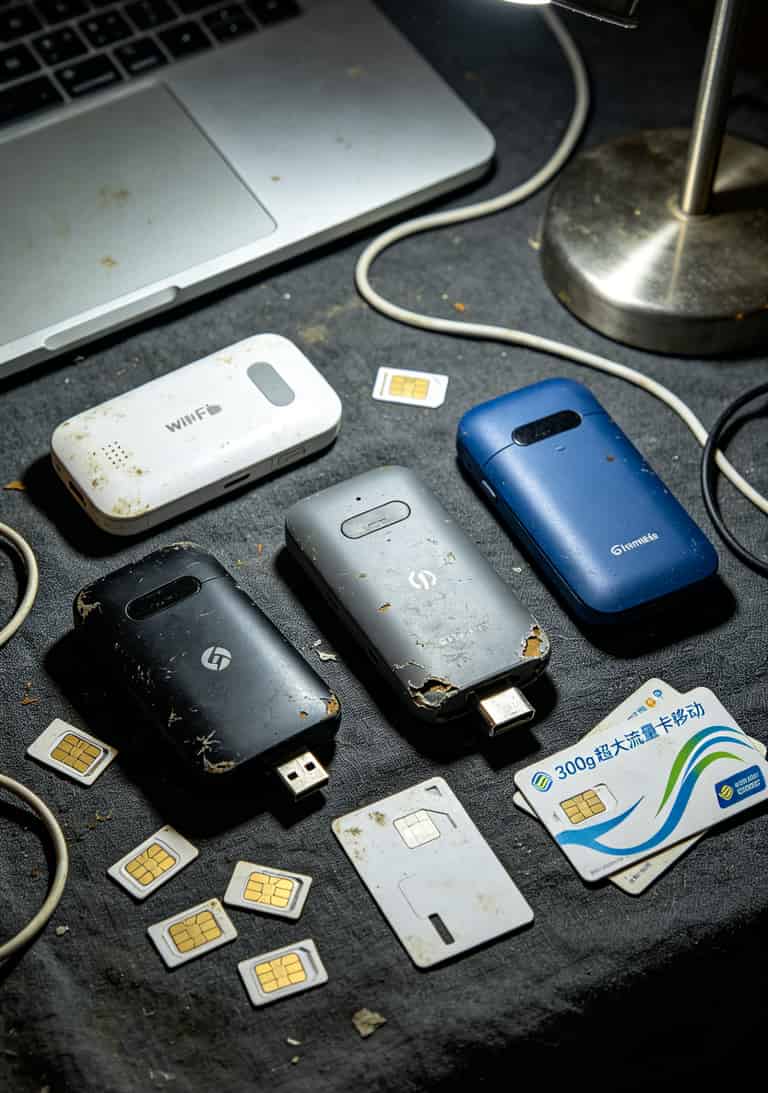 300g超大流量卡移动版实测:8张卡踩坑总结,别再被随身WiFi割韭菜了 作者用过的随身WiFi设备和流量卡实拍图
