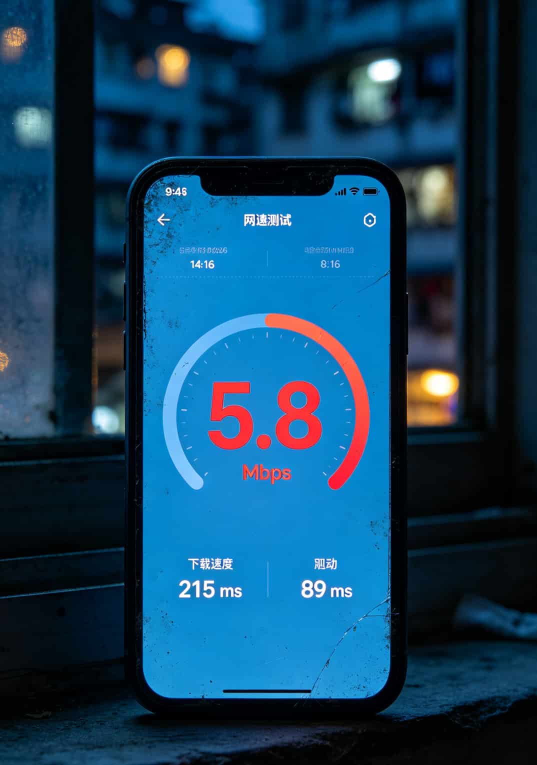 9元15g流量卡+几十块的随身WiFi,我劝你别碰(内附拆机实测) 老王使用79元随身WiFi时的网速测试截图,下载速度仅5.8Mbps
