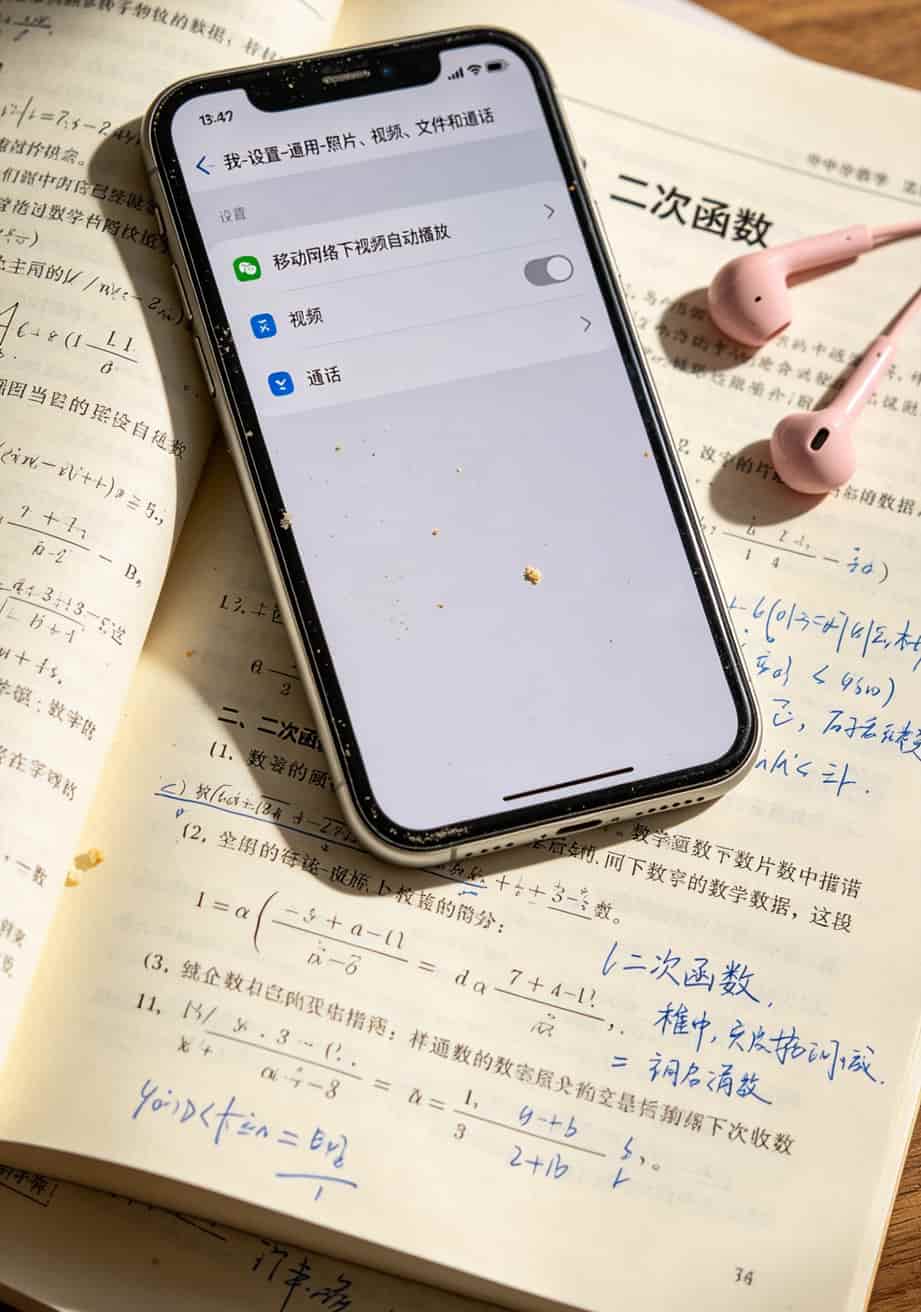 给孩子办流量卡,19元还是39元划算?我跑了仨城市,两年账算完发现省了554块 微信设置中关闭移动网络下视频自动播放的界面截图