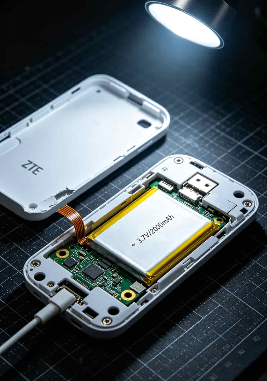 中兴随身WiFi配9元15g流量卡,实测半年省下一顿火锅钱 中兴随身WiFi拆开外壳后内部电池特写