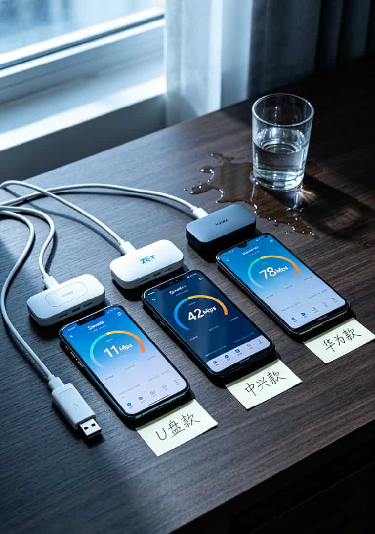 三款随身wifi测速对比数据图