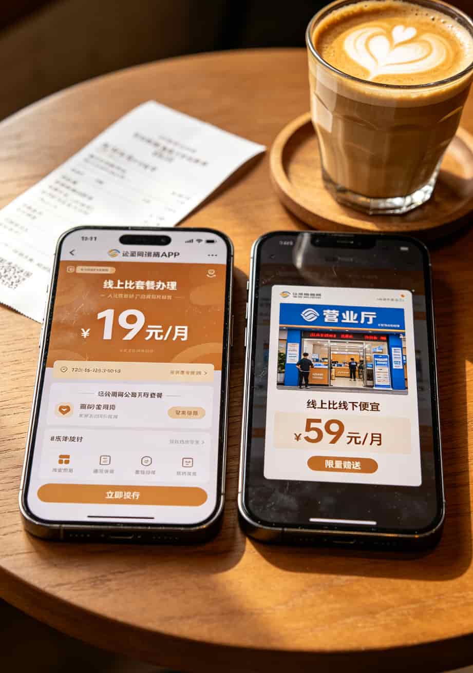 办流量卡三年踩坑无数,这份「办理流量卡套餐」防坑指南值一顿烧烤 手机对比线上和线下办卡界面