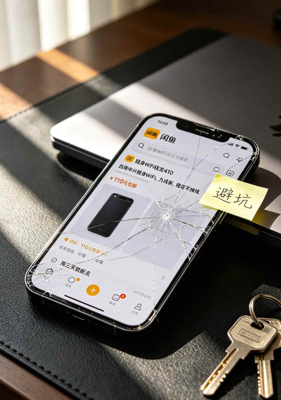 随身WiFi别再瞎买了!实测中兴微干翻骁龙410,**可以申请流量卡**这样办最省钱 闲鱼上二手骁龙410随身WiFi的卖家截图,标注“避坑”
