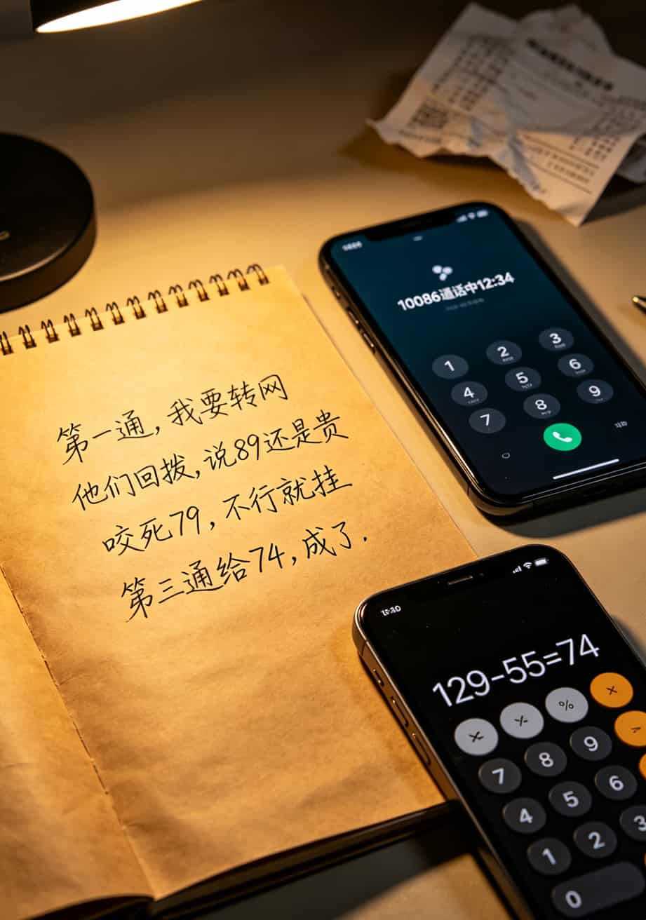 跑了8年手机卡江湖,今天算笔账:**办一张不限流量的卡多少钱**才不亏? 携号转网谈判话术手写笔记