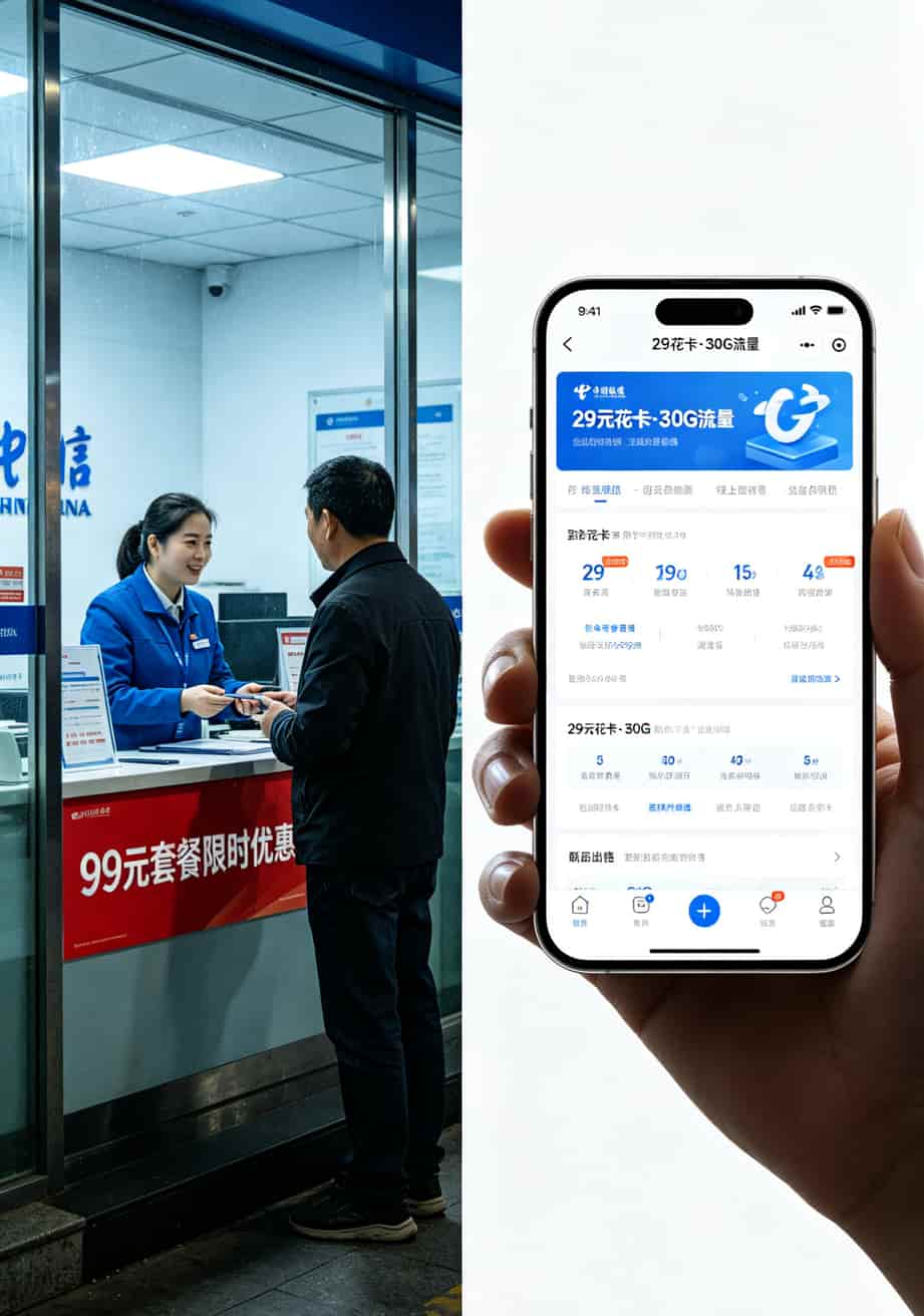 跑了大半个中国办了17张卡,我总算搞懂办什么流量卡最划算了 营业厅柜台和线上APP套餐对比的价格截图