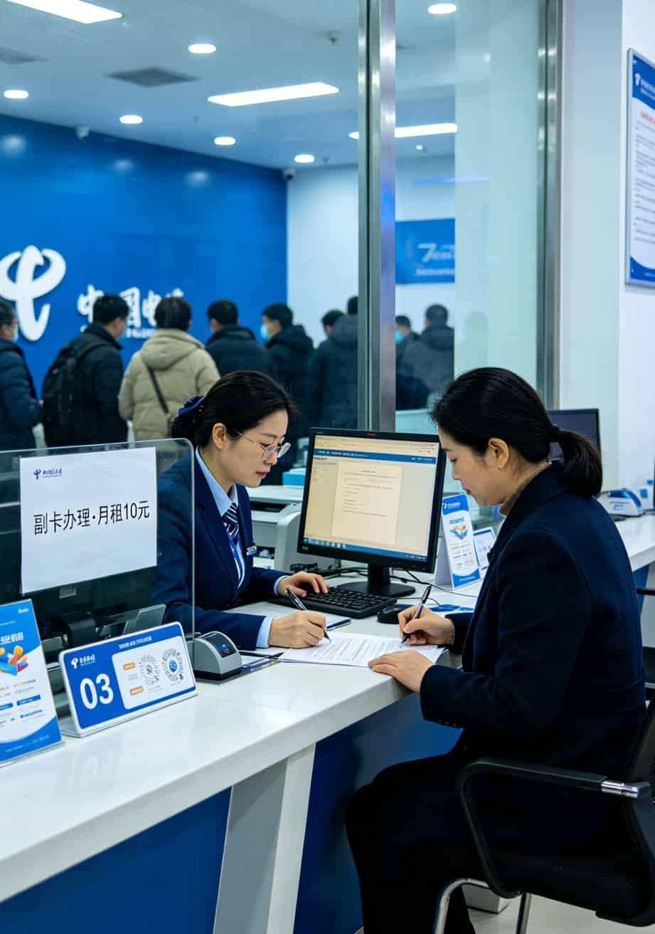 别再信“纯9元流量卡”了,郑州老哥吃了8年亏才敢跟你说真话 运营商官方营业厅办理副卡场景
