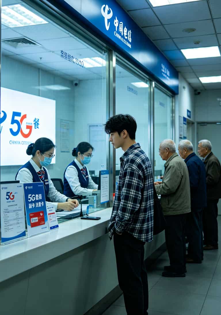 副卡、流量卡哪个坑更深?广州老张亏了800块才搞明白,你听听少走弯路 广州某运营商营业厅柜台前的排队人群