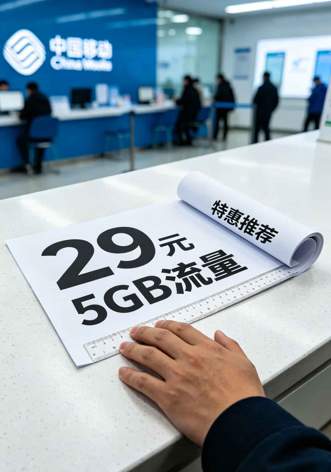 不限速流量卡怎么办理?2025最稳路子全在这了,别再交智商税 线下营业厅柜台的宣传单照片,显示29元5G套餐