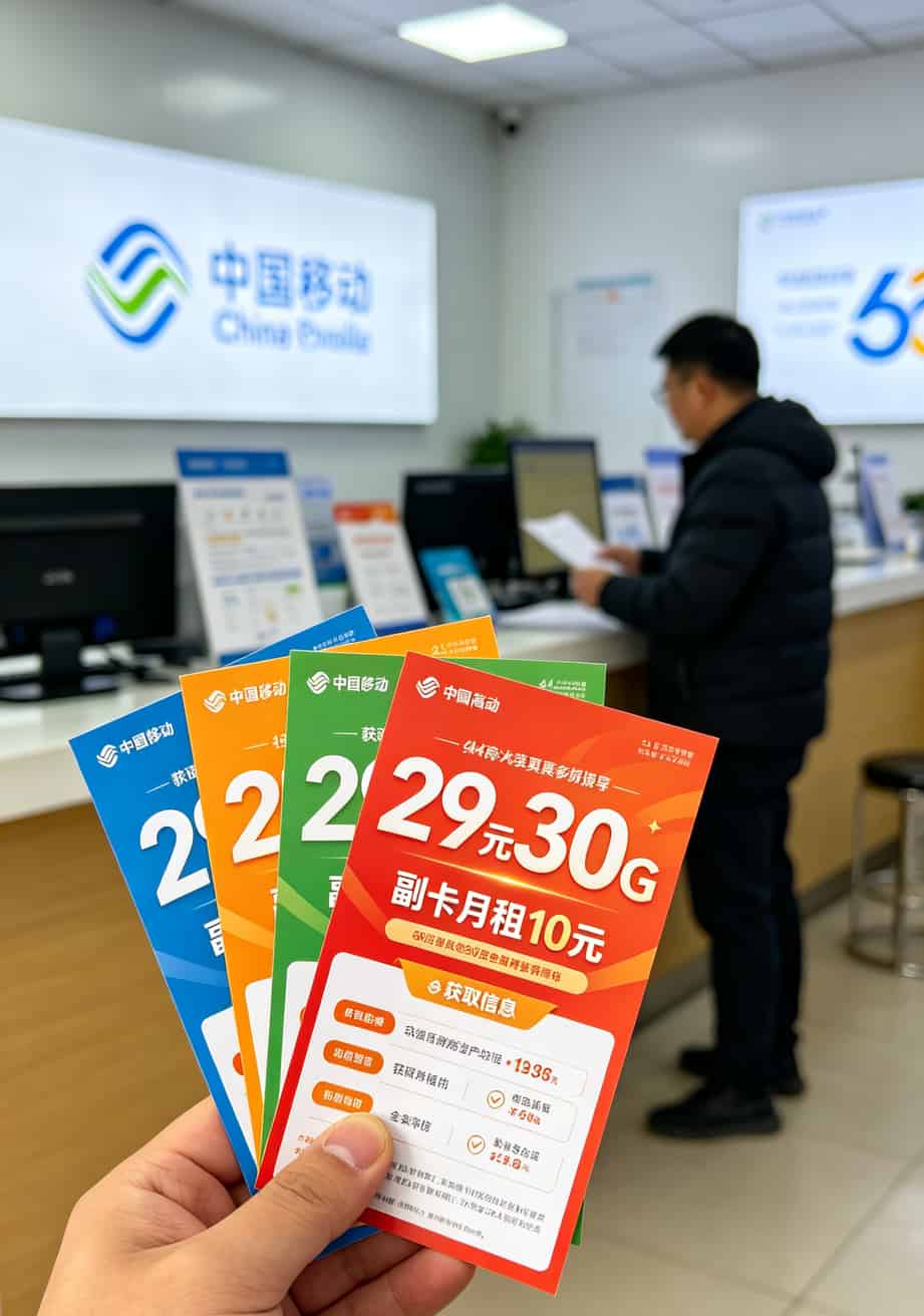 副卡、流量卡哪个坑更深?广州老张亏了800块才搞明白,你听听少走弯路 运营商营业厅资费套餐宣传单页特写