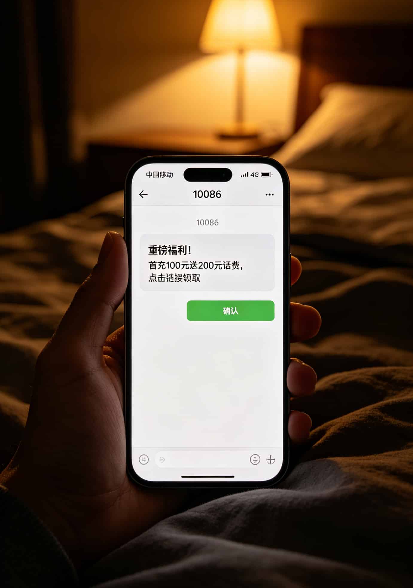 不限速流量卡怎么办理?2025最稳路子全在这了,别再交智商税 手机短信截图,显示“首充100送200”营销内容
