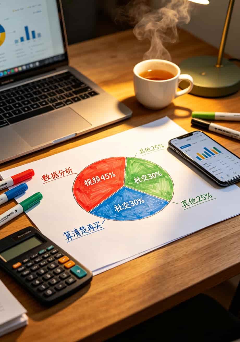 跑8年手机卡业务,我敢说:2025年不限流流量卡一个月多少钱最划算?59、79、129三档实测 月流量使用分布饼图,显示视频占45%社交占30%其他占25%