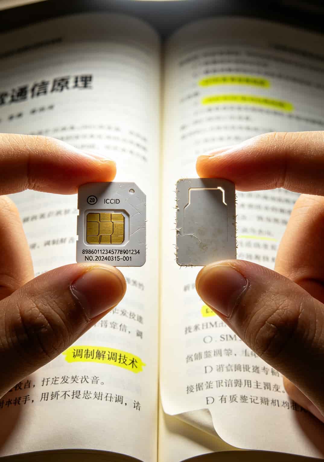 办理什么手机卡流量多?我花了三年冤枉钱,终于把这套随身WiFi搭配方案摸透了 正规手机卡与物联卡外观对比图,标注ICCID码位置