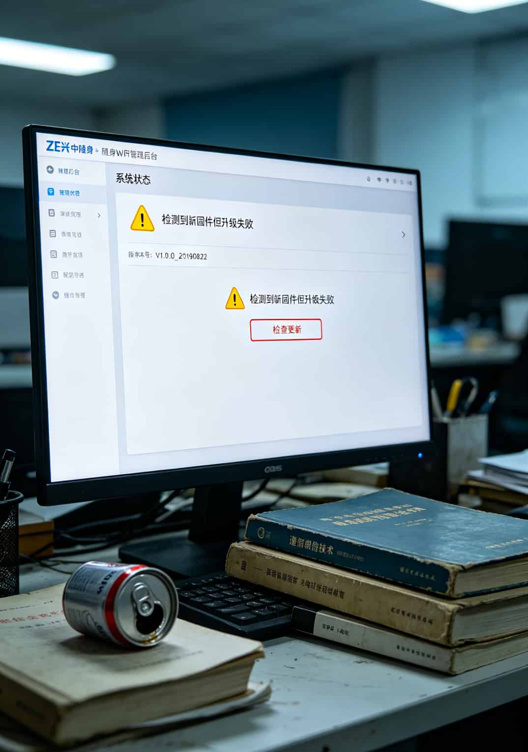 用了三年随身WiFi,我被坑了八千块才搞懂:中兴小盒子配19元电信卡大流量卡,到底是省钱还是送命? 中兴随身WiFi管理后台截图,固件版本显示2019年从未更新