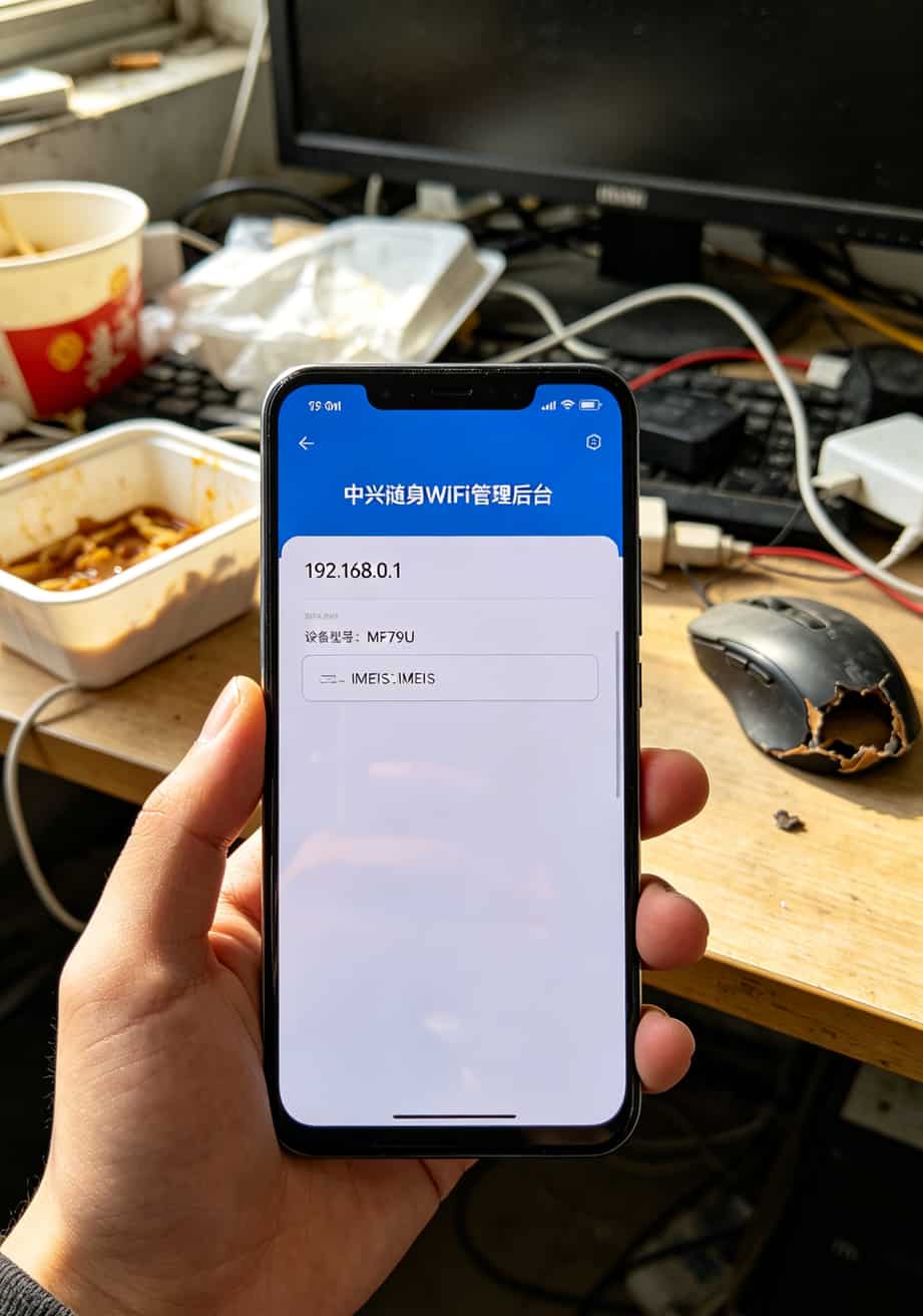 中兴随身WiFi后台管理页面截图，显示型号和IMEI