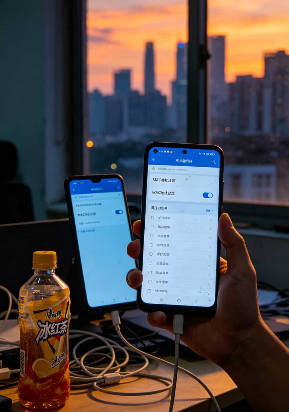 手机拍摄中兴随身WiFi管理后台设置MAC过滤的界面