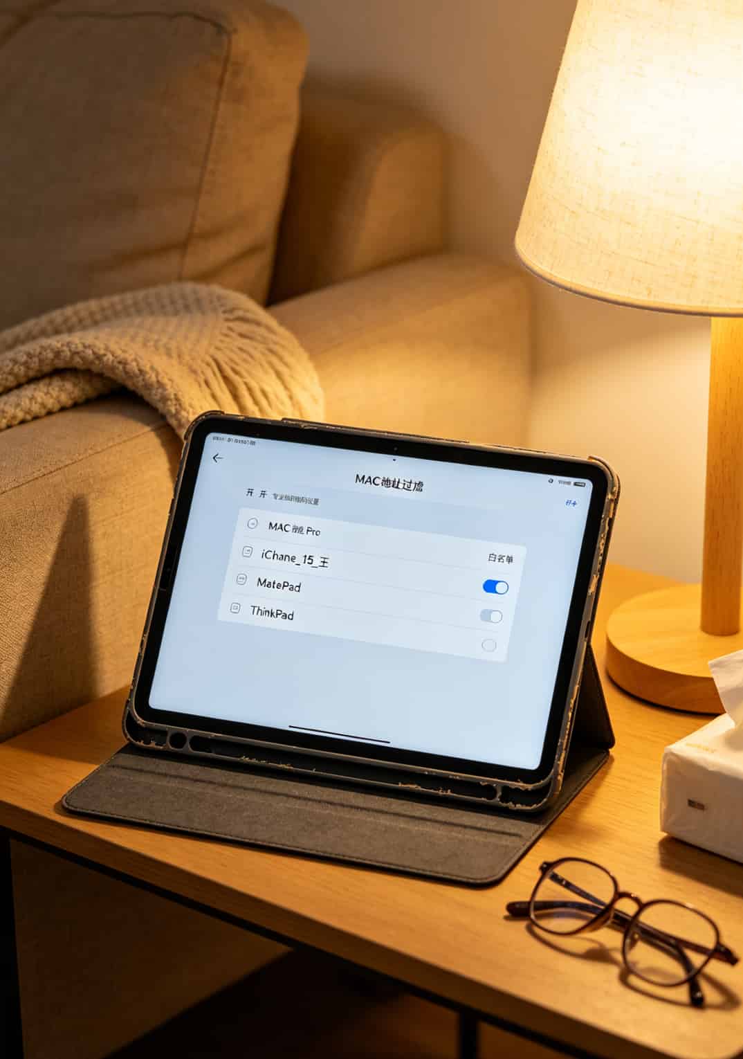 中兴随身WiFi管理后台的MAC地址过滤设置页面，白名单模式已开启