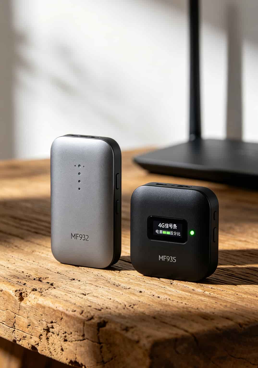 中兴随身WiFi + 29元星卡流量卡实测:打游戏延迟60-80ms,每月49块钱搞定 中兴MF932和MF935外观对比,MF935多了显示屏和5G指示灯