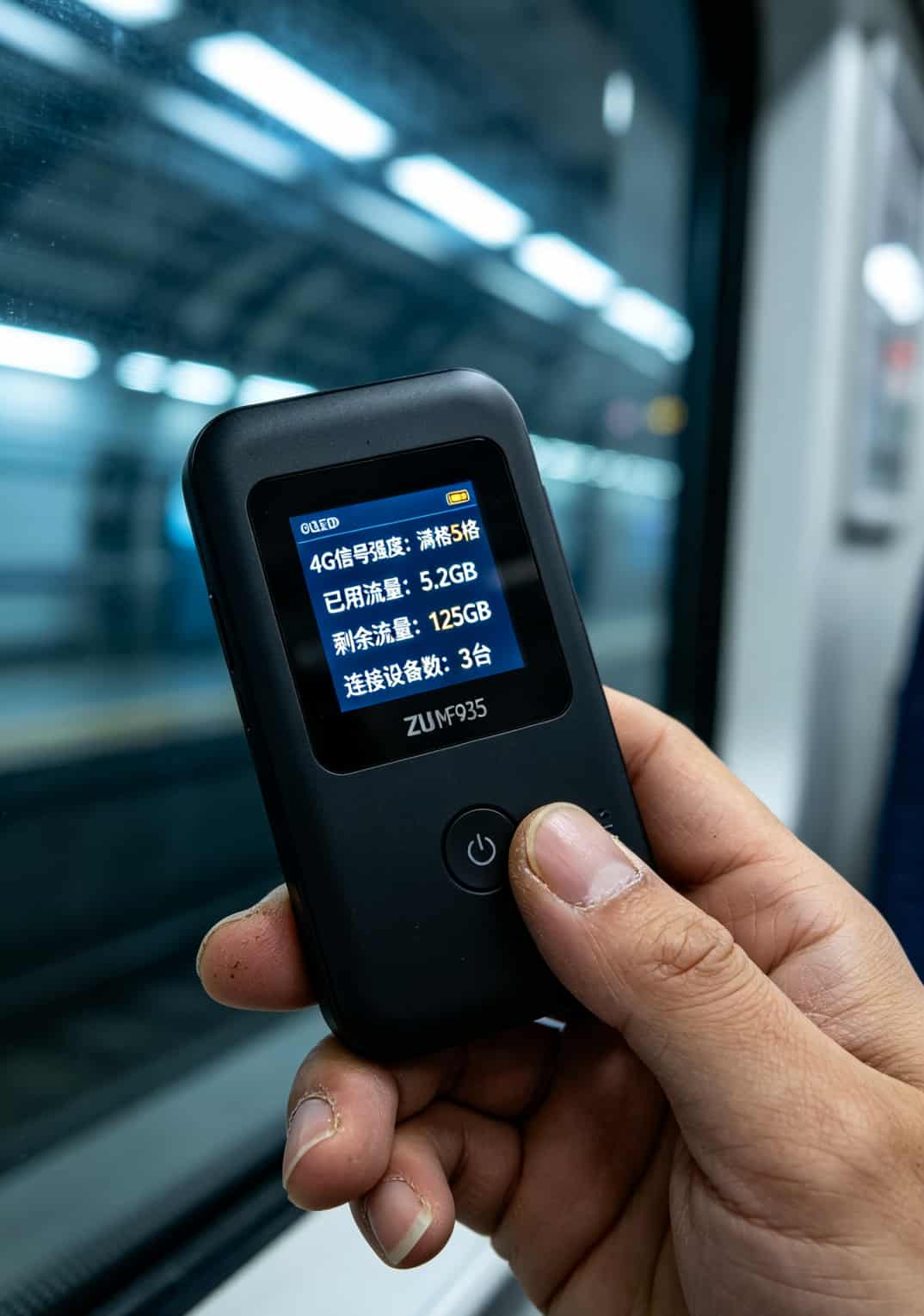 中兴MF935设备屏幕上显示4G信号满格和剩余流量125GB