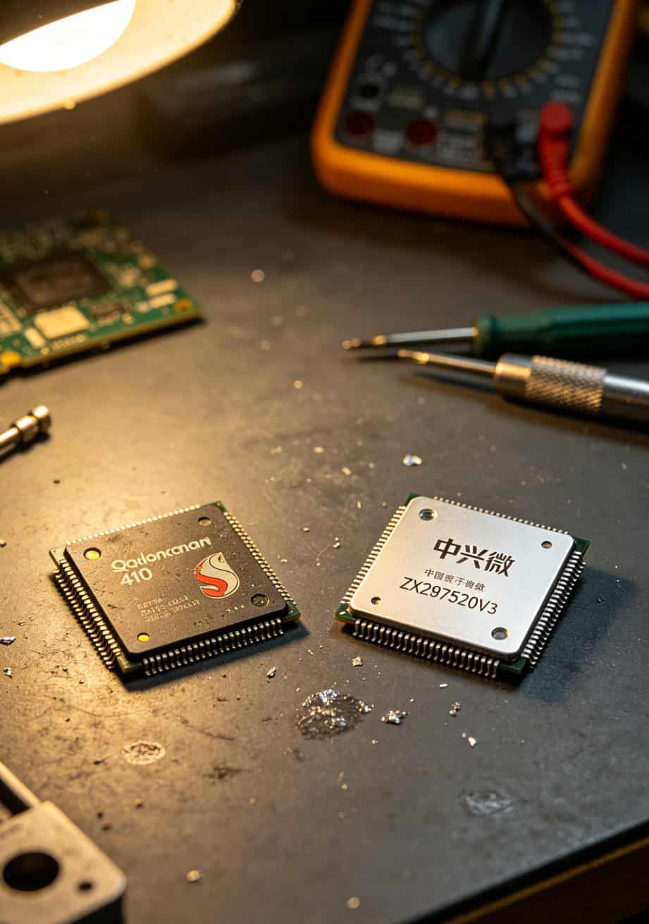 随身WiFi别再瞎买了!实测中兴微干翻骁龙410,**可以申请流量卡**这样办最省钱 随身WiFi设备芯片对比图,左侧骁龙410右侧中兴微