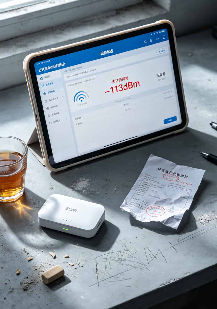 19元的移动流量卡配上中兴随身WiFi,我劝你想清楚再买(实测6张卡的真心话) 中兴随身WiFi管理后台网络状态页面,显示无服务或未注册网络